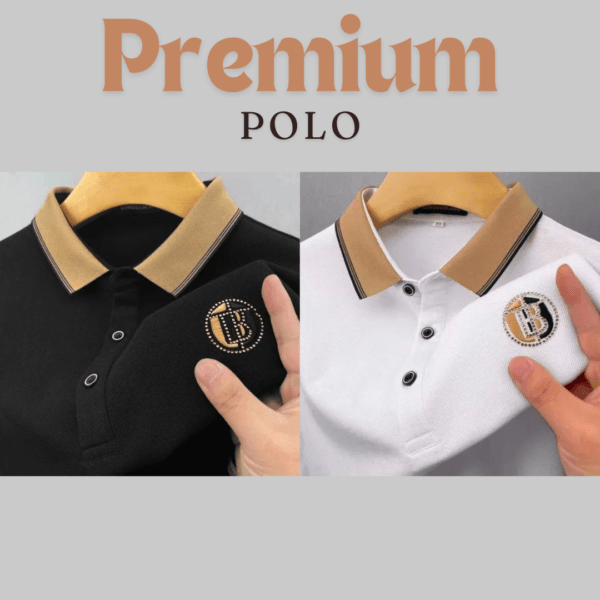 2 Pieces Premium Man's Polo T-Shirt White and Black