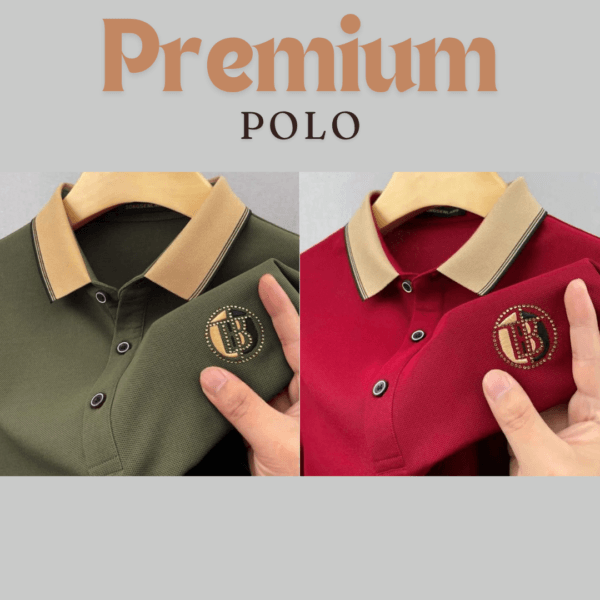 2 Pieces Premium Man's Polo T-Shirt Olive & Red