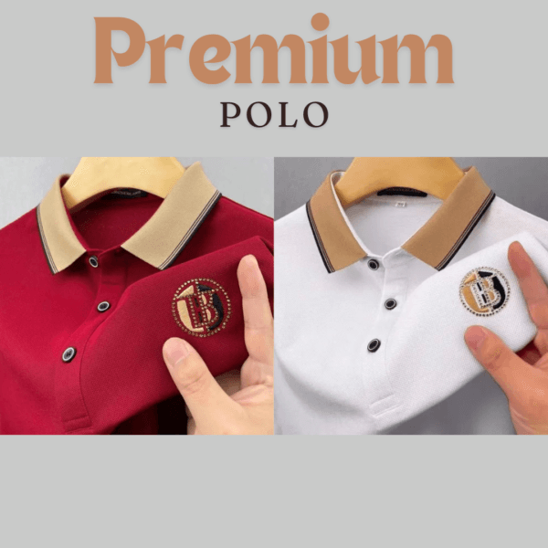 2 Pieces Premium Man's Polo T-Shirt Red & White